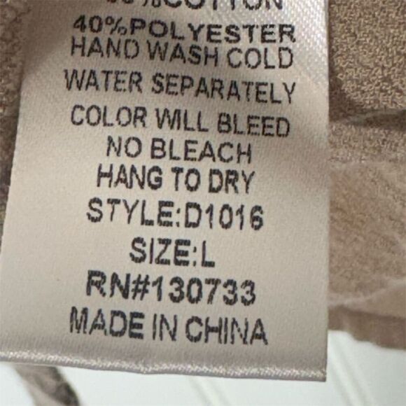 Kori America L Boho Taupe Mini Dress Crochet Bell Sleeve Babydoll Lagenlook - Picture 8 of 9